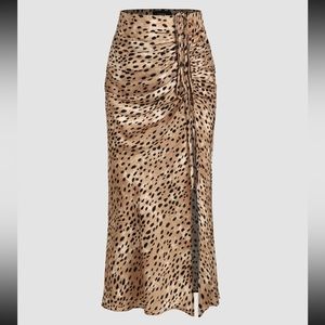 Cider Spot Leopard Print Split Drawstring MIDI Skirt size XL